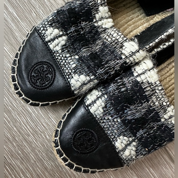 Tory Burch Colorblock Tweed Espadrilles - Black and White - Picture 4 of 4